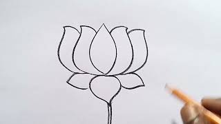 how to draw lotus flower drawing easy step by step@DrawingTalent