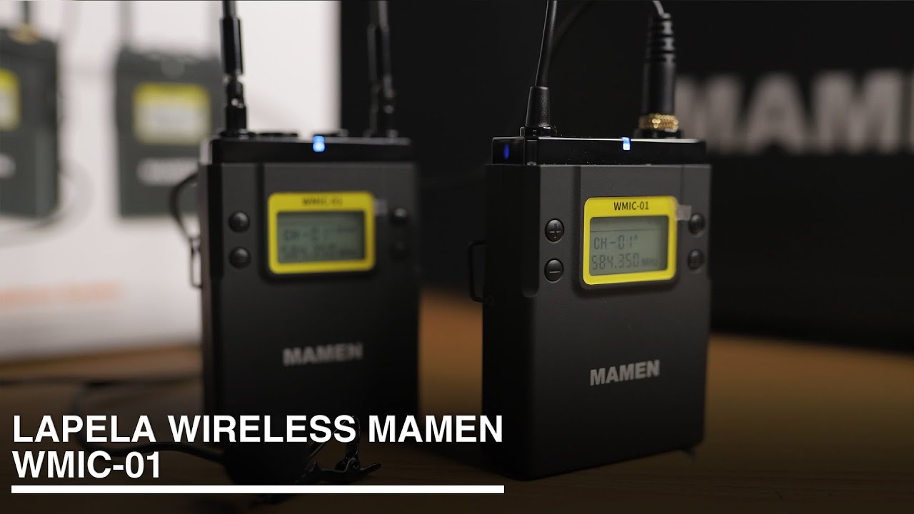 Sistema Wireless Microfone Lapela Mamen WMIC-01 Duplo Canal UHF com Transmissor e Receptor P2