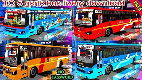 top 5 gsrtc bus livery download ||  gsrtc bus mod || gujarat bus mod || bus simulator indonesia
