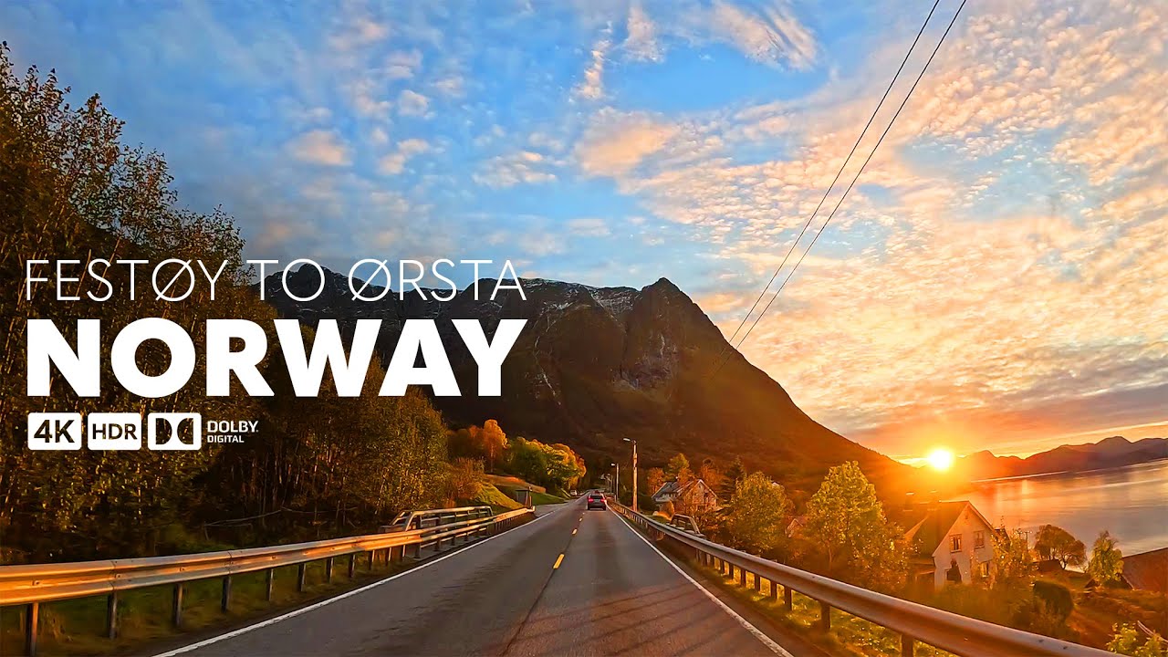 4K Scenic Drive - Scenic Dusk Drive Along a Beautiful Norwegian Fjord   - Ørsta