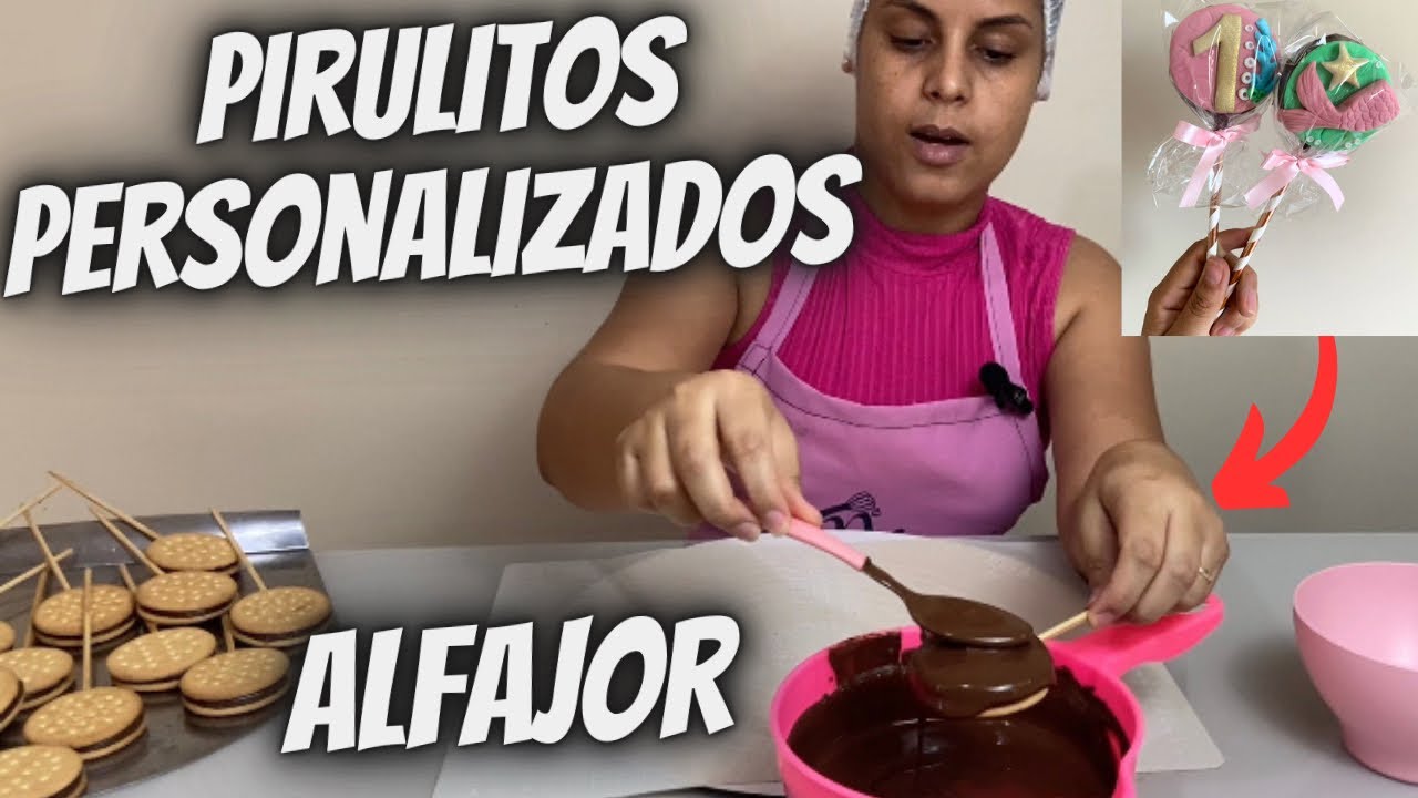 COMO FAZER PIRULITOS PERSONALIZADOS ( alfajor com biscoito Maria )