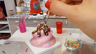 Mini, real ICE-CREAM CAKE 🍰🍦🎂/ mini cooking / mini food / tiny kitchen / miniature cooking / mini