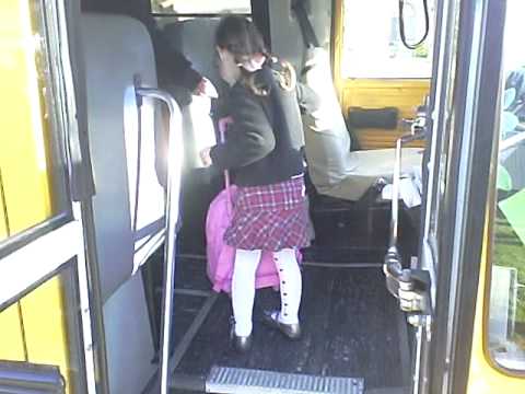 Bella gets on the school bus