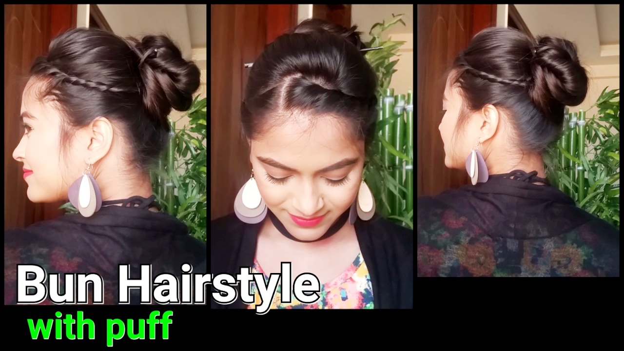 2 min easy bun hairstyle for medium to long hair//perfect puff  hairstyles//indian hairstyles