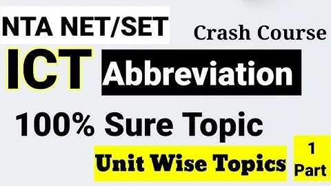 NTA NET/SET सेट Crash Course ICT ! Unit Wise Topics Part 1 ! Computer Abbreviation ॥ Short Form ॥
