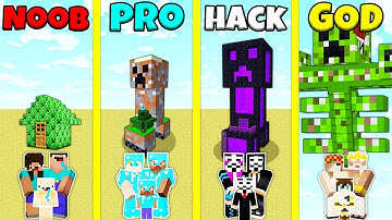 Minecraft Battle: NOOB vs PRO vs HACKER vs GOD: INSIDE CREEPER HOUSE BUILD CHALLENGE / Animation