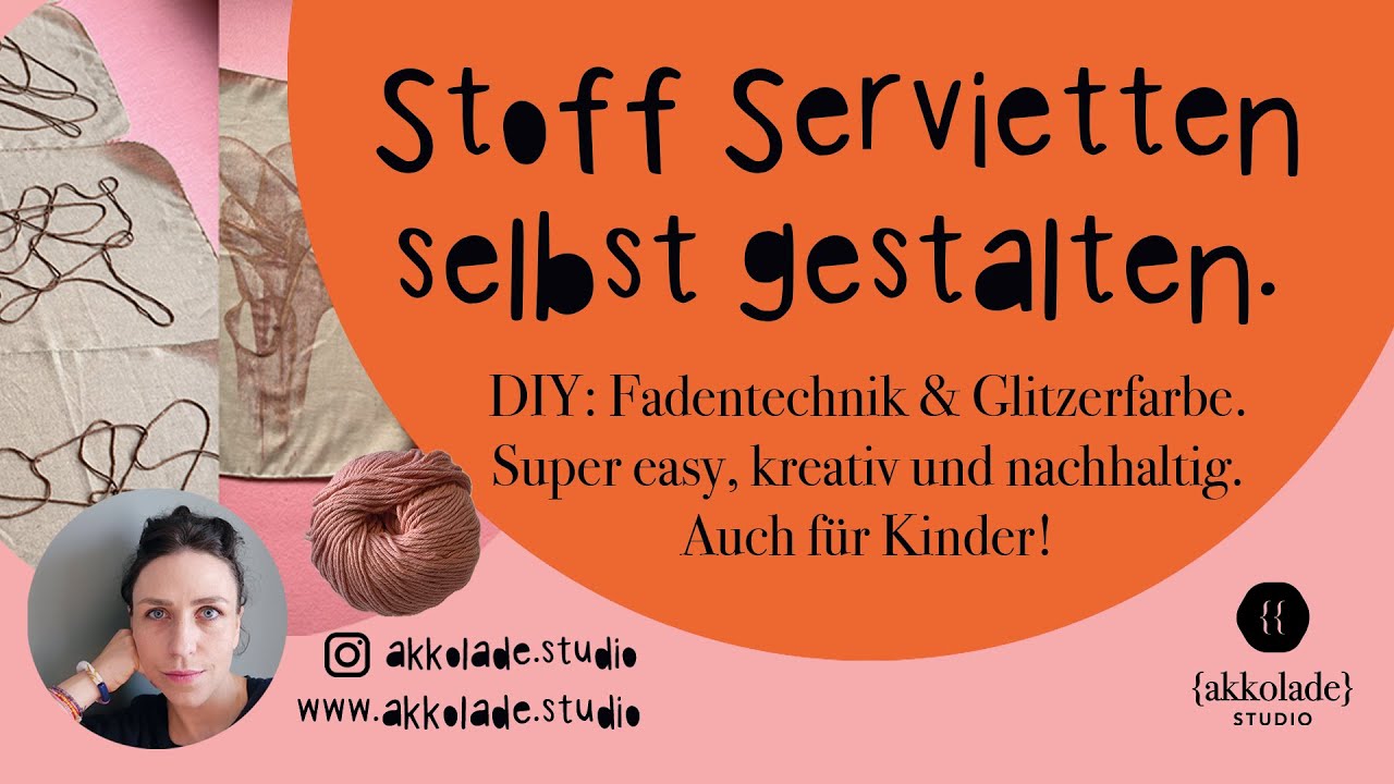 Servietten selbst gestalten – DIY Fadentechnik mit Glitzerfarbe