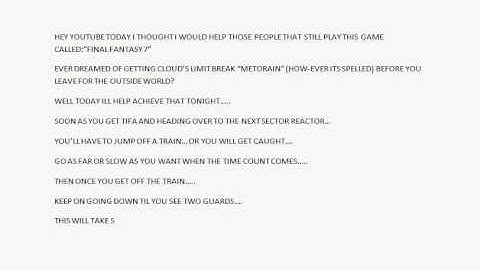 FINAL FANTASY 7 (limit break guide for cloud)