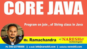 Core Java Tutorials | Program on join , of String class in Java | Mr.Ramachandra