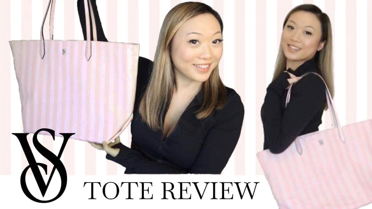 Victoria's Secret ピンクストライプ トートバッグ Victoria's Secret Large Tote Bag Review | Pink Signature