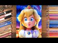 Drawing Princess Peach with Fire Flower | drawholic