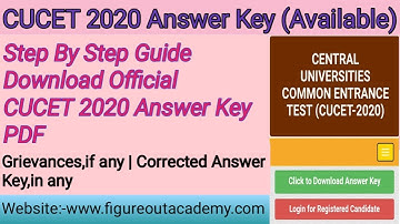 CUCET | ANSWER KEY 2020 | RELEASED |  ON CUCETEXAM.IN