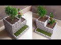 Flower pot making from styrofoam and cement | How to make flower pot