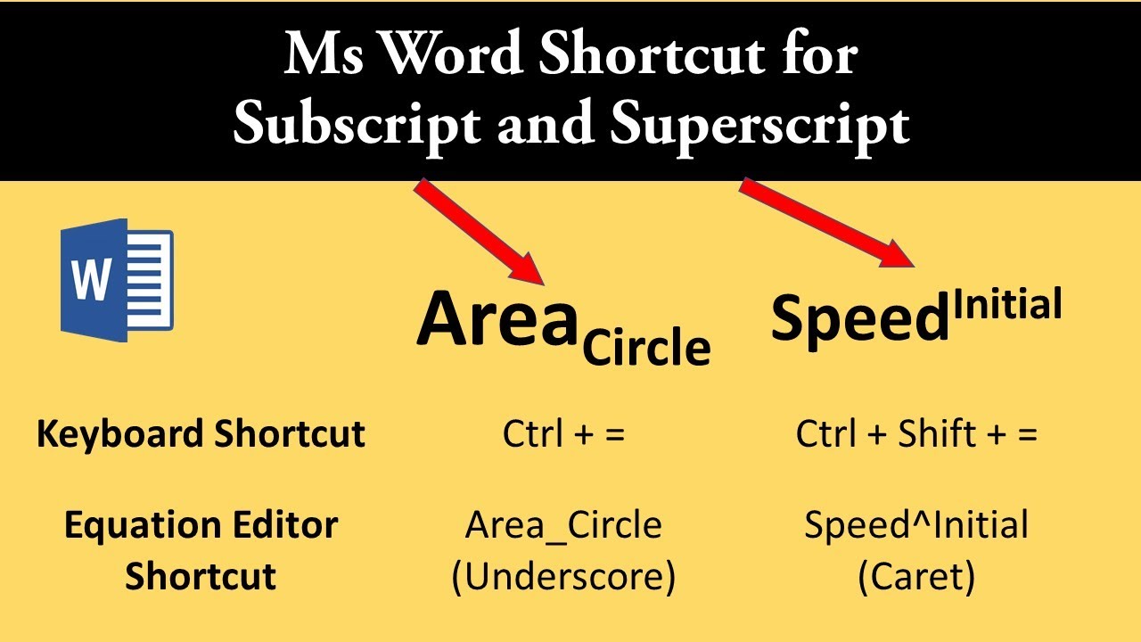 what is the shortcut for subscript in word