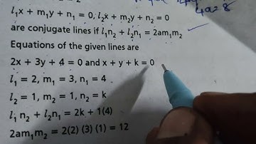 Find the value of k given lines are conjugate