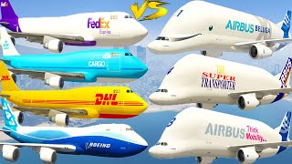 GTA V: Every Boeing 747 Cargo Airplanes VS Every Airbus Beluga Airplanes Crash and Fail Compilation