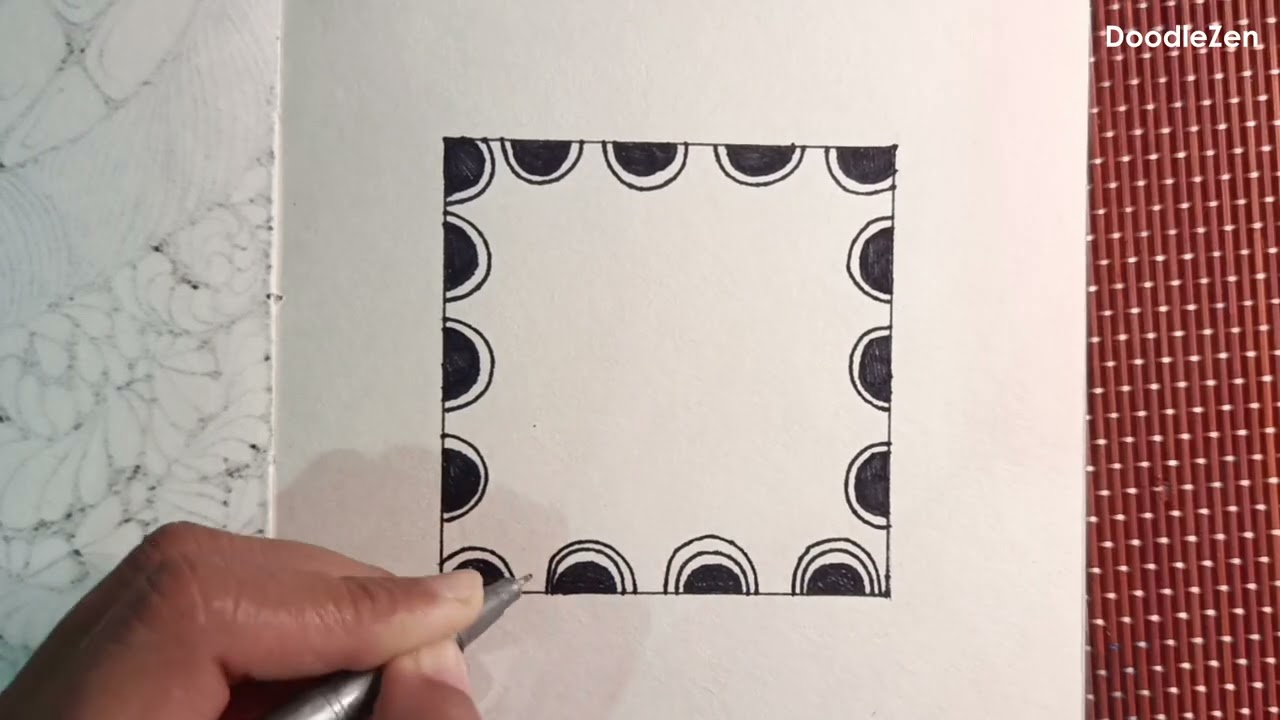 Crescent Moon Zentangle Pattern Variation 1 | Step by Step Drawing & Shading