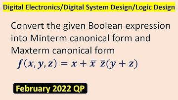 Convert the given Boolean expression into Minterm canonical form and Maxterm canonical form