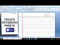 How To Create Note Book Page On Ms-Word Just 2 min || Create lined paper in word #msword
