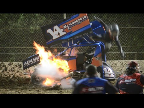 Eric Botelho crash/fire at Delta Speedway 2022