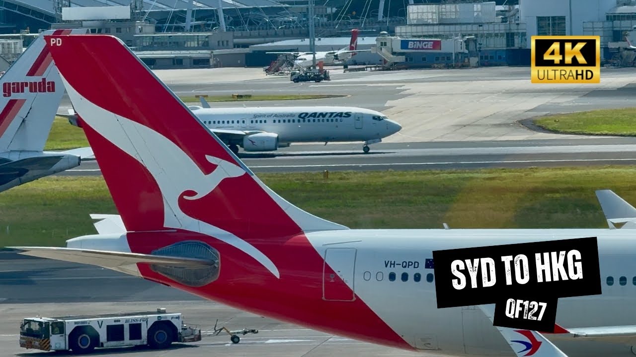 QANTAS A330-300 QF127 Economy Class - Sydney to Hong Kong, VH-QPD, Great Views Of Sydney (4K)