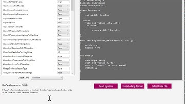 Clang Format Editor - Predefined Code Format Styles