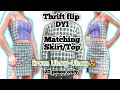 DIY How to Sew Pencil Double Slit Skirt & Bustier Top From Men's Polo