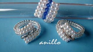 DIY - Anillo facil de perlas y tupis swarouski- Easy ring of pearls and swarovski tupis