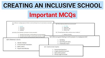 MCQ Questions Creating an Inclusive School B.Ed Important Questions | September 2020 MCQs |
