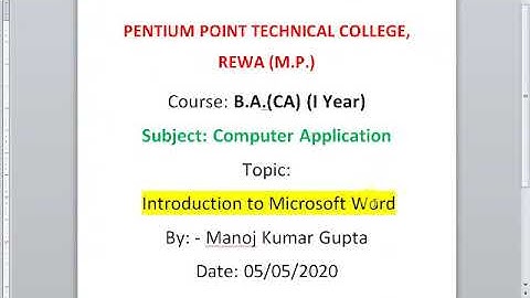 Online class on MS Word by manoj gupta PPTC Rewa
