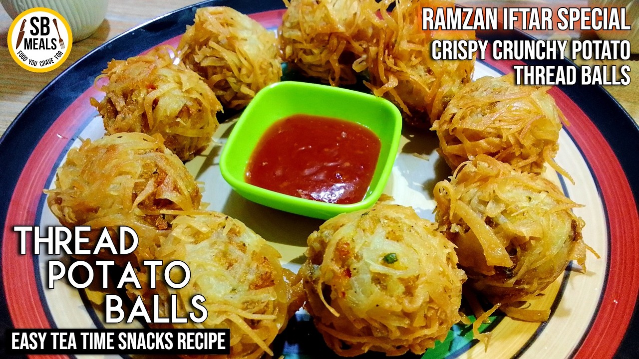 Single Thread Snacks Thread Potato Balls Recipe | Crispy Potato Thread Balls | Ramzan Iftar ...