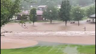 Structures Partially Submerged as Flash Flooding Hit Southern Indiana