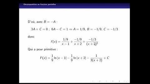 Intégration - Fractions partielles