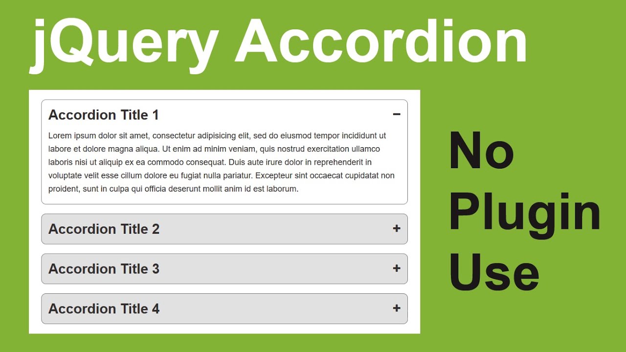 Create Accordion using jquery | Simple jQuery Accordion example - YouTube
