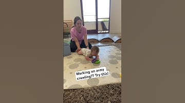 Army crawling and alternating legs! #pediatricphysicaltherapy #pediatric #pt #crawling