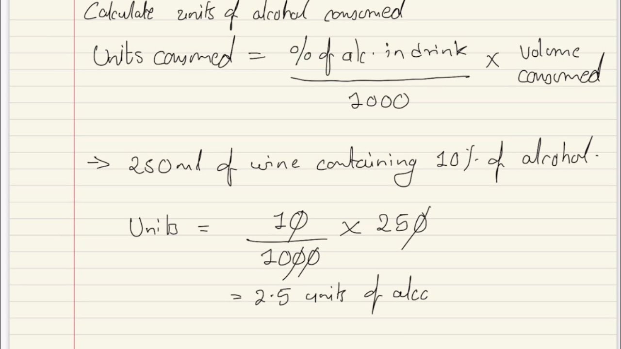 Calculate units of Alcohol consumption - YouTube