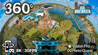 8K 360 Ice Breaker Realistic Roller Coaster Insane Launch Onride Seaworld Orlando Vr Pov