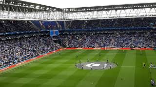 Rcd ESPANYOL 20'⚽ AT. Madrid himno a capella y bufandas al aire.