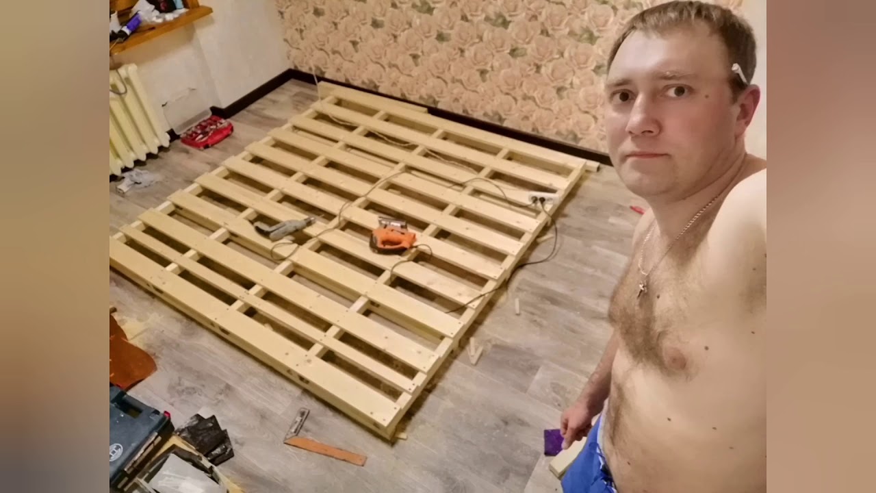 Парящая кровать своими руками с изголовьем каретная стяжка - YouTube