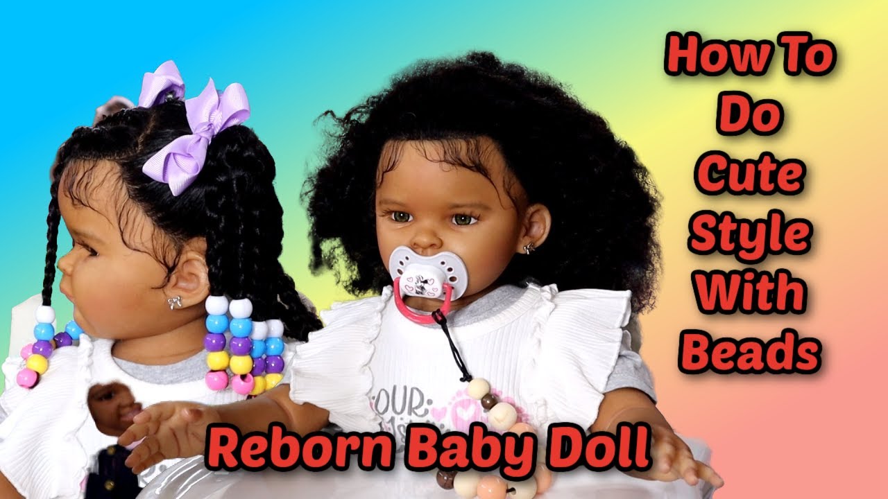 How to do ponytail hairstyle with beads on reborn baby doll Asha