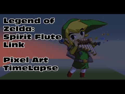 Minecraft Timelapse Pixel Art Legend Of Zelda Spirit Flute