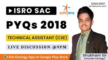 ISRO Computer Science Previous Year Questions | SAC Technical Assistant Computer 2018 #isropyqs