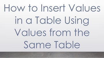 How to Insert Values in a Table Using Values from the Same Table