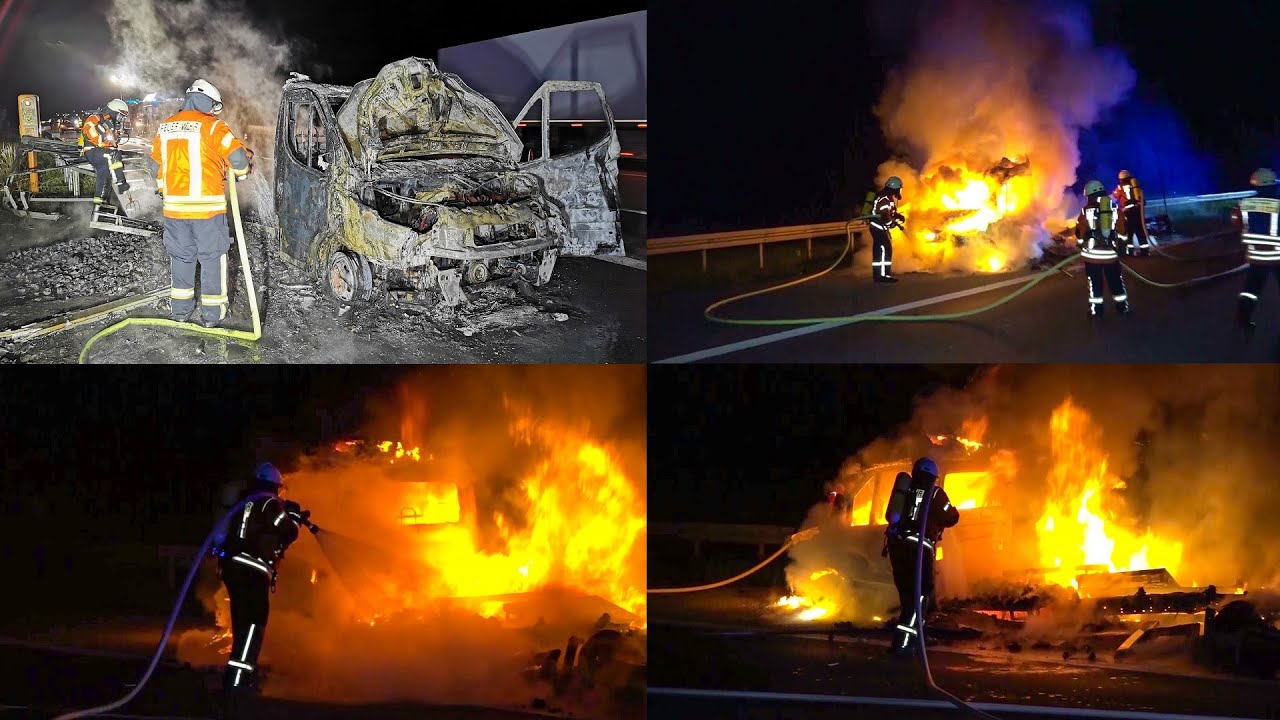 [TRANSPORTER & LADUNG KOMPLETT IN VOLLBAND] ++ FLAMMEN & FEUER & RAUCH ++ FEUERWEHR im EINSATZ | A6