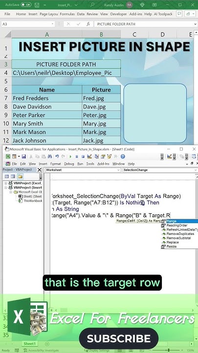 How To Insert A Picture In A Shape With Excel VBA #SHORTS - YouTube