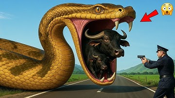 Brave Police Heroes Rescue a Helpless Buffalo From a Giant Python Ambush 🐍🚨🦬