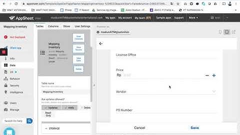 Inventory Asset menggunakan Appsheet, Spreadsheet & Google datastudio