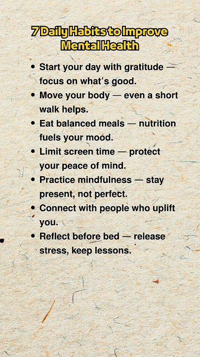 7 Daily Habits to ImproveMental Health #psychology #habits #mentalhealth #quotes