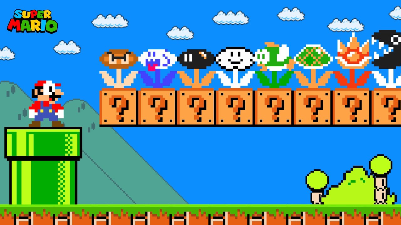 Super Mario Bros. but there are MORE Custom Flower All Enemies!