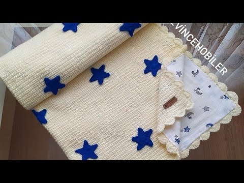 kolay bebek battaniye yapılışı/yıldızlı bebek battaniyesi yapılışı/ #bebekbattaniyesi
